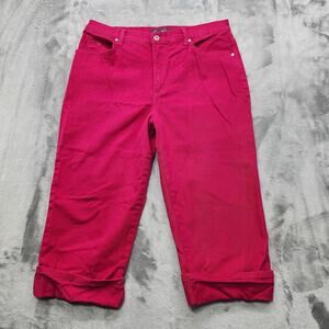 Gloria Vanderbilt Jeans Womens 12 Pink Amanda High Rise Cuffed Capri Stretch